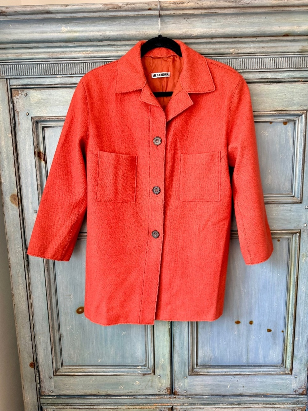 Jil Sander Wool Jacket Size 42 in Tangerine